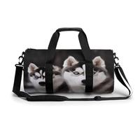 Sac de gym, sac de sport imprimé chien husky, sac de sport cylindrique, sac de bagage de week-end, chien husky, 45 cm/22,9 cm/22,9 cm, élégant, Husky Dog, 17.7in/9in/9in, Élégant