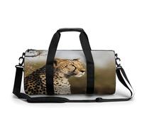 Sac de gym, sac de sport imprimé léopard sauvage, sac de sport cylindrique, sac de bagage de week-end, animal sauvage, 45 cm/22,9 cm/22,9 cm, élégant, Léopard sauvage, 17.7in/9in/9in, Élégant