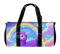 Sac de gym, sac de sport, sac de sport pour femme, sac fourre-tout pour voyage, entraînement, animal lama, arc-en-ciel, alpaga, kawaii, Motif 3089, 45x23x23cm(17.7x9x9in)