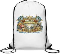 Sac de gym suédois Viking Heritage and Traditions avec cordon de serrage Blanc