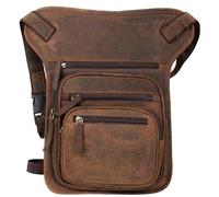 Sac de jambe de motard en cuir véritable - Sac de hanche, de ceinture, de ventre et de jambe, marron, Mittelgroße, rétro