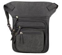 Sac de jambe de motard en cuir véritable - Sac de hanche, de ceinture, de ventre et de jambe, Noir , Mittelgroße, rétro