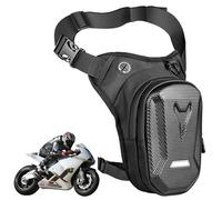 Sac de jambe de moto - Étanche - À coque rigide - Pour homme et femme - Multipoches - Sac de cuisse - Sac banane de moto - Sac de jambe pour la randonnée, l'équitation, la pêche (noir)