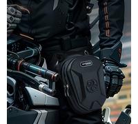Sac de jambe de moto extensible et réglable - Sac banane tactique noir avec sangle d'épaule amovible, compartiments multi-zippers, matériau PU durable convenant à la randonnée, le camping et les activ