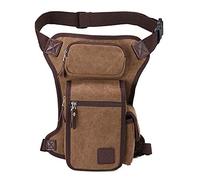 Sac de Jambe Homme Toile Taille Pack en Plein Air Voyage Cuisse Sac pour Hommes Femmes Tactique Militaire Moto Vélo Multi-Poches Drop Leg Sacs Pochette Packs, Café