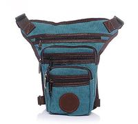 Sac de jambe pour homme, sac de jambe de moto, sac banane pour homme, sac banane, sac banane pour les hanches, sac à bandoulière, voyage, trekking, toile et nylon, bleu clair