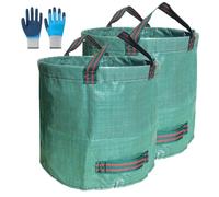 Sac de Jardin 2PCS 500L,Set Sac à Feuilles,Sac à déchets Jardin+Gants,Robuste Pliable-Sacs à Feuilles pour déchets de Jardin Taille de Gazon Déchets(Without Cover,67x76cm)