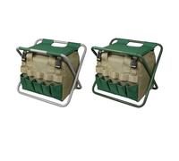 Sac de Jardinage avec Tabouret Pliant Outil à Main de Rangement Rangement Kit d'outils Jardinage Transporteur Sac Jardin équipement pour s'adapter à la (Grey)