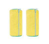 Sac De Lavage pour Chaussures Filet Baskets pour Machine A Laver Sechoir | Housse Filet Epais Baskets Tennis Attenue Bruits Chocs Tambour Fermeture Eclair Elastique Sechage Linge(2PCS YELLOW)