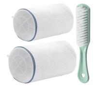 Sac de lavage pour chaussures ZBHDEYG, polyester, 2 sacs de 21 x 35 cm et 18 x 30 cm, brosse en plastique bleue, multifonctionnel, blanc