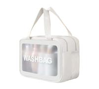 Sac de Lavage Transparent à Double Couche, 1 pièce, séparation sèche et Humide, Sac Rangement Bain Portable Voyage givré pour Voyage(White)