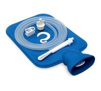 Sac de lavement et sac d'eau chaude 2 en 1 réutilisable de qualité supérieure pour soulager la douleur, nettoyage du côlon, détox et hygiène personnelle - Anti-fuite, bleu