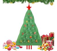 Sac de l'Avent 24 jours en tissu en forme de sapin de Noël | Sac calendrier de l'Avent rechargeable pour bonbons, collations, maison, bureau, salle de coration murale