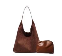 Sac de loisirs givré de grande capacité Sac à provisions Sac paresseux Personnalité à la mode Sac rétro Simple Sac à bandoulière pour femmes Robe avec poches Grandes tailles, marron, UNE