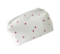 Sac de maquillage brodé - sac de maquillage personnalisé | Contrôle de toilette de voyage portable | Organisateur de rangement cosmétique polyvalent pour rouge à lèvres de bijoux, étui élégant, Red