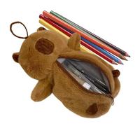 Sac de maquillage Capibara - Étui en peluche pour animaux de compagnie, sac à crayons en forme de dessin animé | Boîte de rangement de papeterie à fermeture éclair, fournitures scolaires Capybara pour