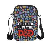 Sac de maquillage D&D avec inscription « I'd Rather Be Playing » - Cadeau pour les amateurs de jeux vidéo - Pochette de voyage zippée, Jouer à D D Cr Eu, Trousse à cosmétiques avec impression