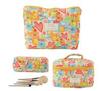 Sac De Maquillage De Fleurs - Pochette Cosmétique Esthétique, Ensemble De Trousses Fleuris | Organisateur De Maquillage Utilisé Lors De Voyages, Séjours À L’Hôtel Ou Quotidiennement Pour Ranger Produi