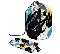 Sac de maquillage de voyage avec motif empreintes de pattes - Portable et pliable - Multifonctionnel - Organiseur rond, Art Graffiti Paw Print, 9.9x6.9in/25.2x17.6cm;6x3.5in/15.2x8.8cm, Élégant