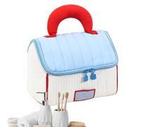 Sac de maquillage de voyage - Grande trousse de toilette en forme de maison - Organisateur portable de cosmétiques pour usage quotidien, vacances, gym, bleu , Consulte la descripción, Voir