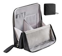 Sac de maquillage debout 1PC, sac de toilette en tissu Oxford capacité avec compartiments, organisateur maquillage portable avec poignée et fermeture à glissière.