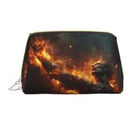 Sac de maquillage en cuir Cool Fire Man Sac de voyage pour femme, trousse de maquillage, trousse de maquillage de grande capacité, jolie trousse de maquillage