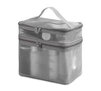 Sac de maquillage en filet en nylon double couche pour femme Grande capacité Organiseur de stockage, Gris, Consulte la descripción, Voir description