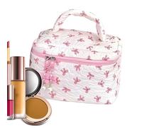 Sac de Maquillage Floral, Sac de Maquillage matelassé,Casto matelassé avec Arc esthétique - Étui de Support cosmétique de Grande capacité, boîtes de Toilette de Voyage, Organisateur de s, Rose,
