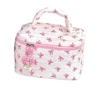 Sac de Maquillage Floral - Sac de Toilette pour Femmes | Crayon Bag de Voyage de Voyage | Pouche matelassée à Arc Mignon esthétique | Conteneurs de Toilette pour Femmes Douche des Filles
