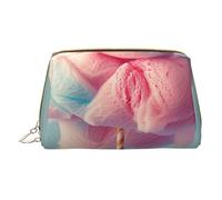 Sac de maquillage imprimé barbe à papa petite trousse de maquillage portable en cuir sac de maquillage de voyage fermeture éclair sacs cosmétiques organisateur pour femmes, blanc, taille unique,