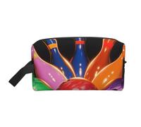 Sac de maquillage imprimé en forme de coco, plage, coucher de soleil, pour femmes, trousse de toilette de voyage, grande capacité avec poignée, Boules de bowling, Taille unique, Trousse de maquillage