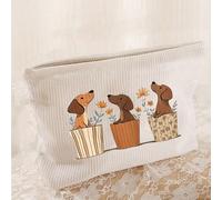 Sac de maquillage imprimé mignon de teckel/Trousse zippée grande capacité, essentiel de voyage/Sac cosmétique portable d'été, cadeau pour amis, infirmières, enseignants, fête des mères, femmes, person