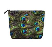 Sac de maquillage imprimé paon frais pour femme - Trousse de maquillage à fermeture éclair - Trousse de voyage pour cosmétiques, Noir , Taille unique, Trousse de maquillage