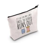 Sac de maquillage matelassé, cadeau idéal pour les amateurs de courtepointe, « It's all fun and games Until The Bobbin Runs Out », Runsout UK