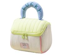 Sac de Maquillage rembourré en Coton à la cabane à la cabane à Main avec poignée (Jaune)