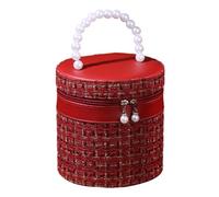 Sac de maquillage rond de 1/5 pièces - sac de maquillage de voyage, étui cosmétique durable | sac de rangement étanche pour blush, sacs de lavage à seau rond haute capacité, rouge, Unisex, Se référer