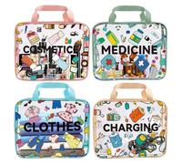 Sac de maquillage transparent - 4 pièces, étui étanche avec fermeture éclair | Nécessaire de voyage avec compartiments organisés | Pour femmes et filles, soins de la peau et cosmétiques, voyage et