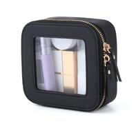 Sac de maquillage transparent 5,5x5x2,4 pouces petit sac de maquillage imperméable Pu Cosmetic Organisateur avec fermeture de maquillage de tournée transparent à fermeture éclair