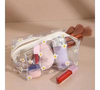 Sac de maquillage transparent à motif de fleurs de marguerite, sac de toilette, trousse à crayons, organisateur Marguerite blanchePolychlorures de vinyle