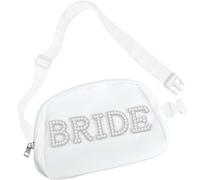 Sac de Mariée, Sac Banane de Mariée avec l'inscription « Bride», Sac de Mariage Perle Blanche Portable, Cadeaux pour Future Mariée, pour Mariage, Enterrement de Vie Jeune Fille, Fiançailles