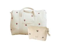 Sac de maternité pour hôpital, grande sac à langer, sac de poussette, set de 2 pièces, lange extensible pour nouveau-né, sac de maman, épaule en coton avec broderie, impression mignonne, portable