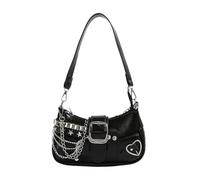 Sac De Messager Grande Capacité PU Le Cuir Simple À Bandoulière pour Les Rivets des Femmes Star, Un Sac Main sous-Bras Fermeture Éclair, Rétro,Noir