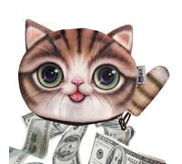 Sac De Monnaie De Dessins Animés - Portefeuille De Chats, Pochette Animale | Zip Mini Case, Organisateur D'accessoires, Stockage De Cartes, Porte-Tissu Doux, Sac À Main Argent Portable avec Accent De