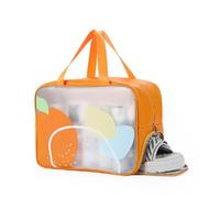 Sac de natation pour femme - Séparation humide et sèche - Sac de fitness étanche - Sac de toilette portable pour la plage, Orange, L, Moderne