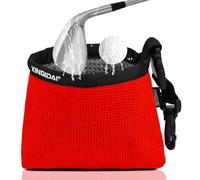 Sac de nettoyage pour club de golf et balle de golf - Nettoie les rainures du club, technologie imperméable pour nettoyer le visage, clip amovible, lavable en machine, extérieur reste sec (1, rouge)