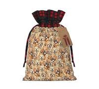 Sac de Noël à carreaux assortis avec cordon de serrage, motif labrador retriever, 12 x 17 cm, pour Noël, Halloween