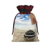 Sac de Noël à carreaux assortis avec cordon de serrage pour fête d'anniversaire de Noël, 12 x 17 cm