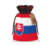Sac de Noël à carreaux avec cordon de serrage pour fête d'anniversaire de Noël Motif drapeau de la Slovaquie 12 x 17 cm