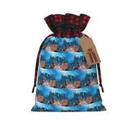 Sac de Noël amusant avec cordon de serrage et étiquette en papier kraft Motif dauphin qui vous regarde, 12 x 17 cm