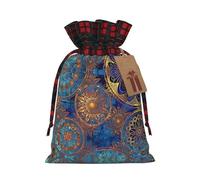 Sac de Noël avec cordon de serrage assorti Motif mandala ciel étoilé 12 x 17 cm